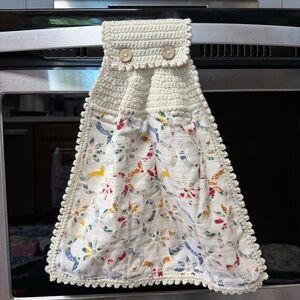 Floral Crochet Kitchen Towel